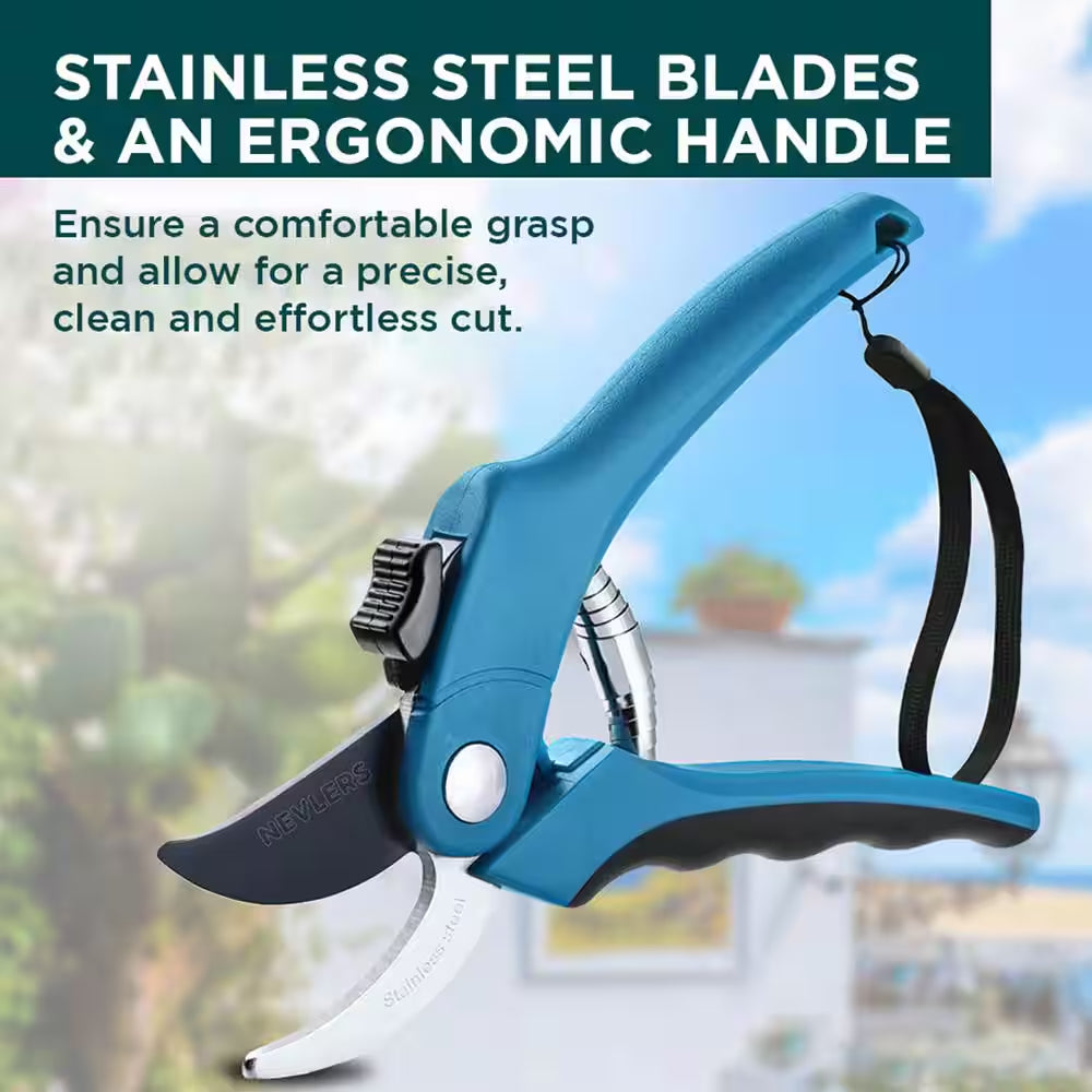Professional Stainless Steel Heavy-Duty Blue Garden Bypass Pruning Shears