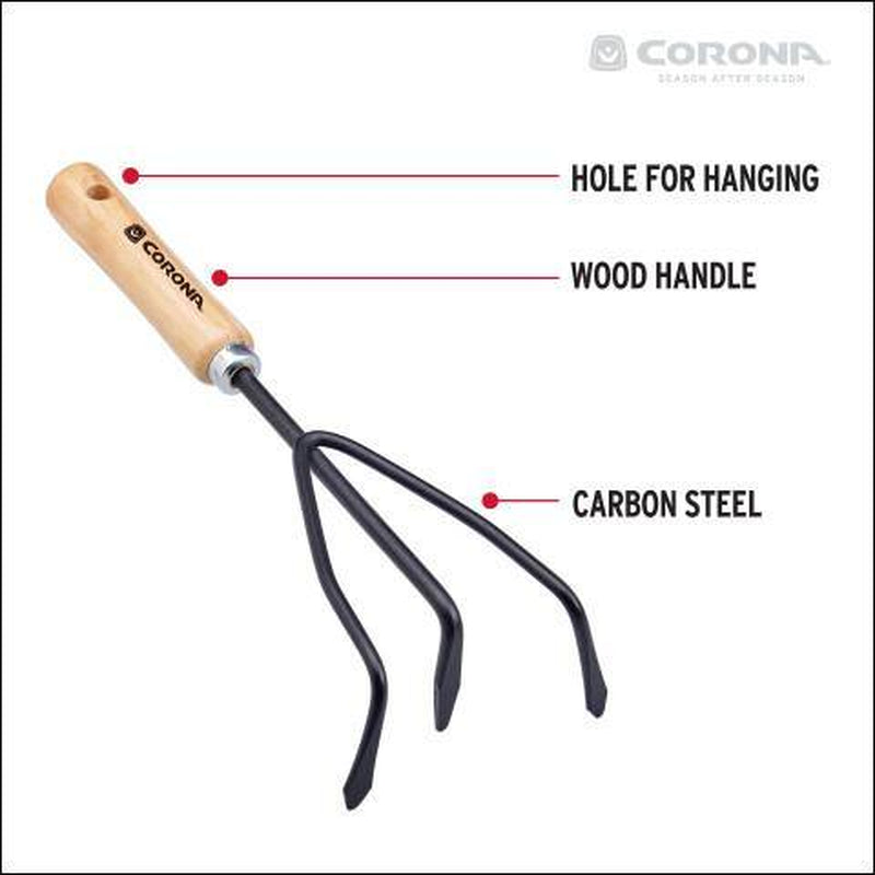 5.25 In. Wooden Handle 3-Tine Cultivator