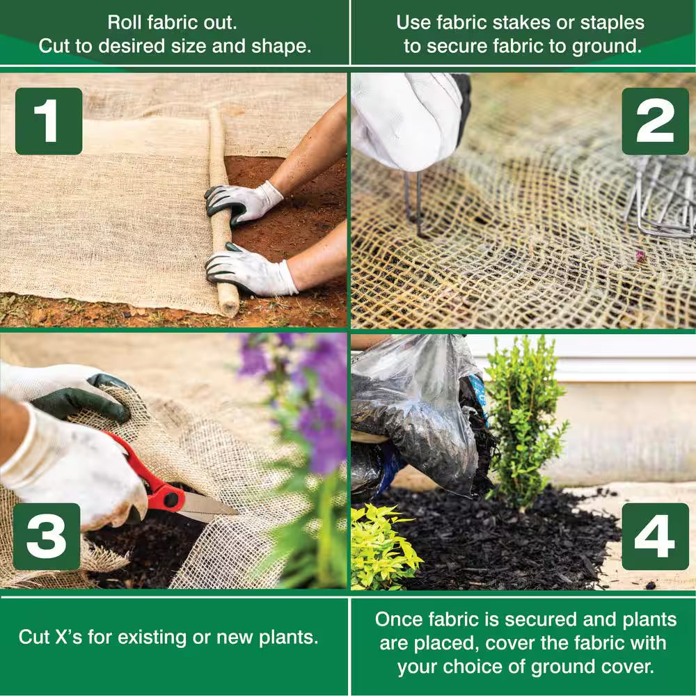 3 Ft. X 24 Ft. 100% Natural Burlap Landscape Fabric (4-Pack)