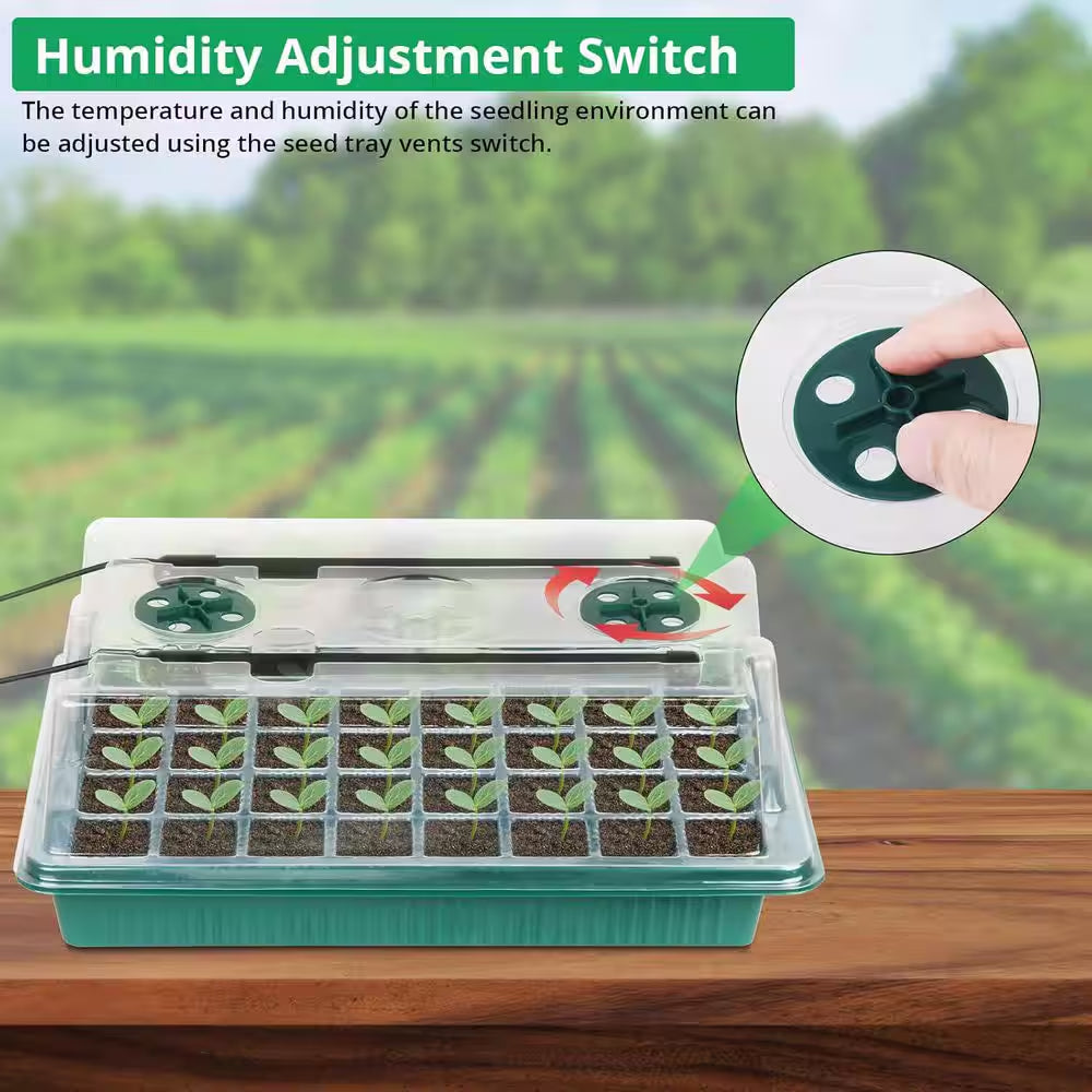 80 Cells Seed Starter Tray Kit with Adjustable Grow Light and Humidity Dome for Indoor Plant Germination 2-Pack