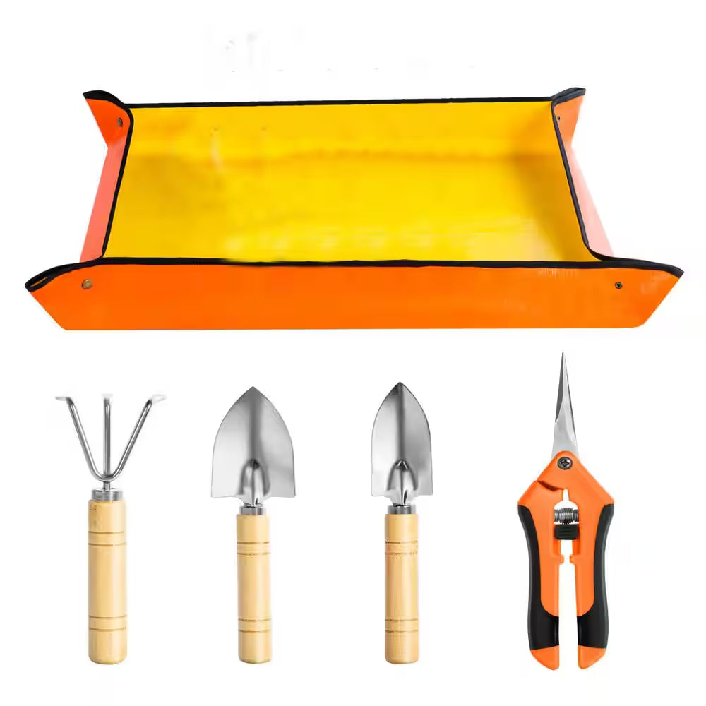 5-Piece Mini Garden Tool Set with Pruning Shear, Repotting Mat for Indoor Plants, Succulents, Bonsai, Cactus Care