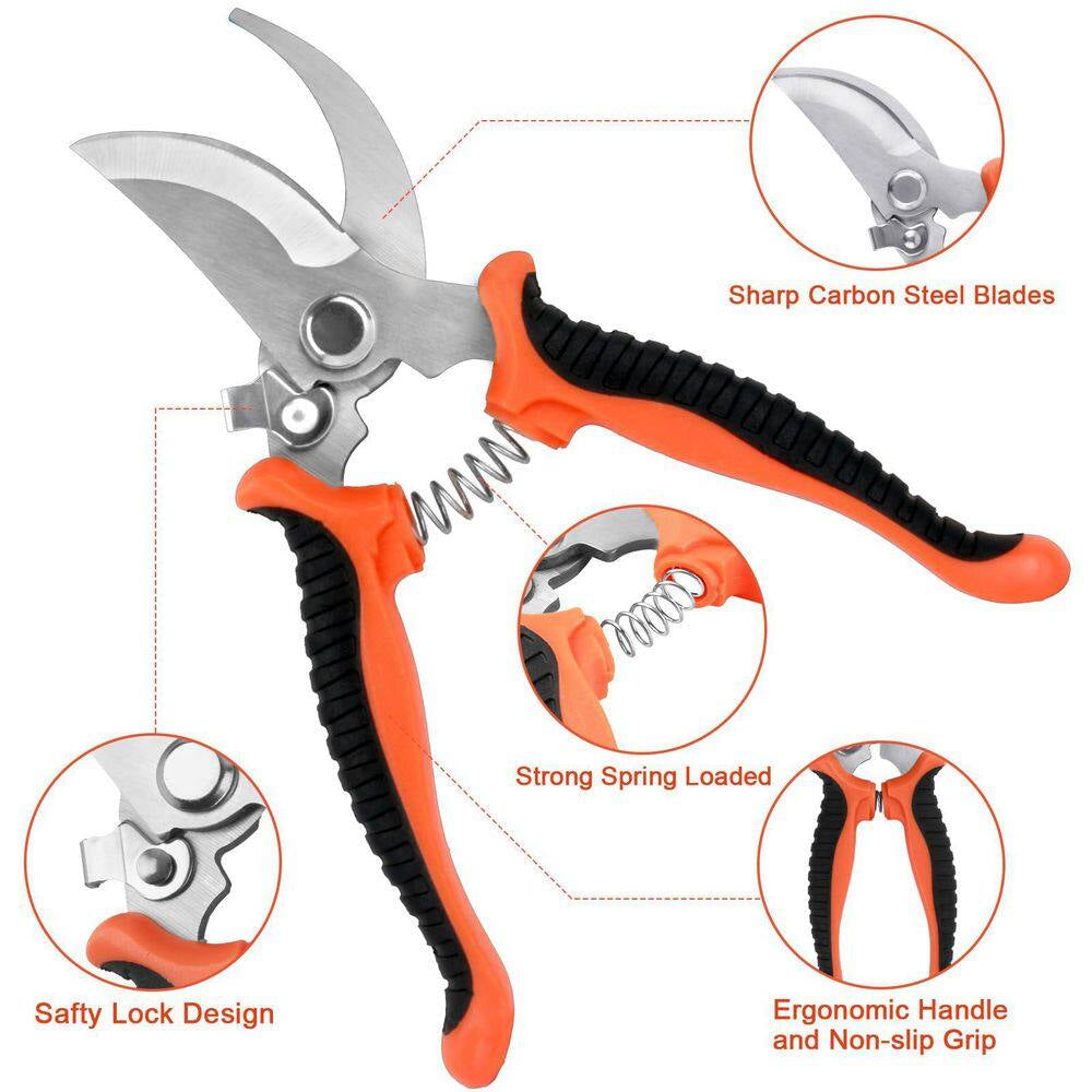 8 Piece Gardening Tools Set with Non Slip Ergonomic Handle and Heavy Duty Storage Bag for Garden Accessories