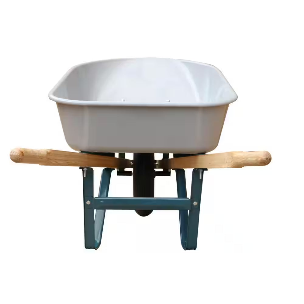 6 Cu. Ft. Steel Wheelbarrow with a Pneumatic Tire and Wood Handles