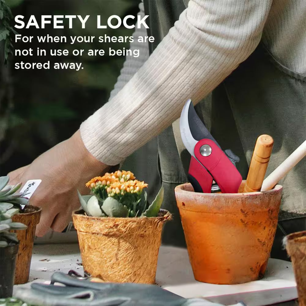 Professional Stainless Steel Heavy-Duty Red Garden Bypass Pruning Shears