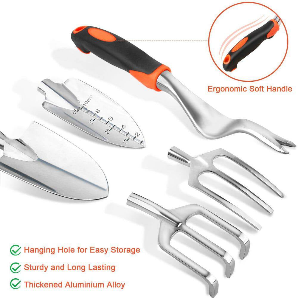 8 Piece Gardening Tools Set with Non Slip Ergonomic Handle and Heavy Duty Storage Bag for Garden Accessories