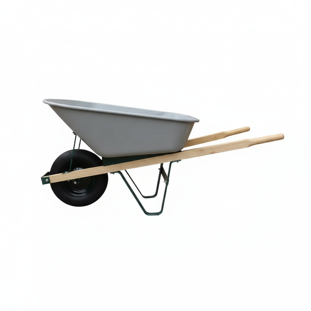 6 Cu. Ft. Steel Wheelbarrow with a Pneumatic Tire and Wood Handles