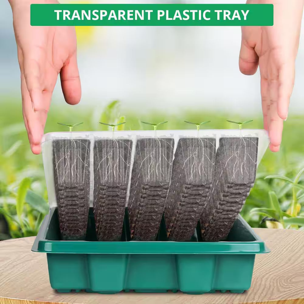 80 Cells Seed Starter Tray Kit with Adjustable Grow Light and Humidity Dome for Indoor Plant Germination 2-Pack